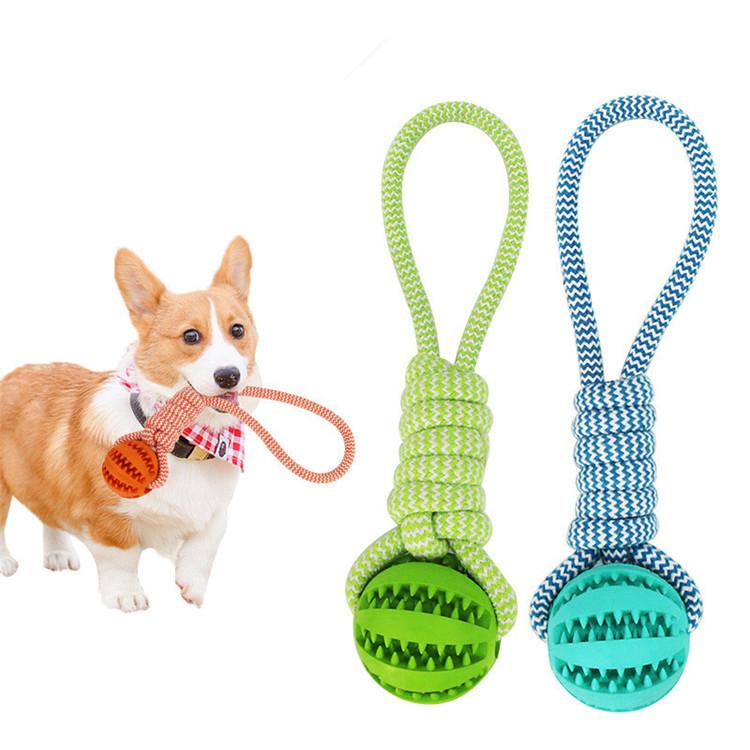 Juguete de Goma Resistente con Cuerda de Algodón | Pelota Mordedera Interactiva para Perros 🐶🦴