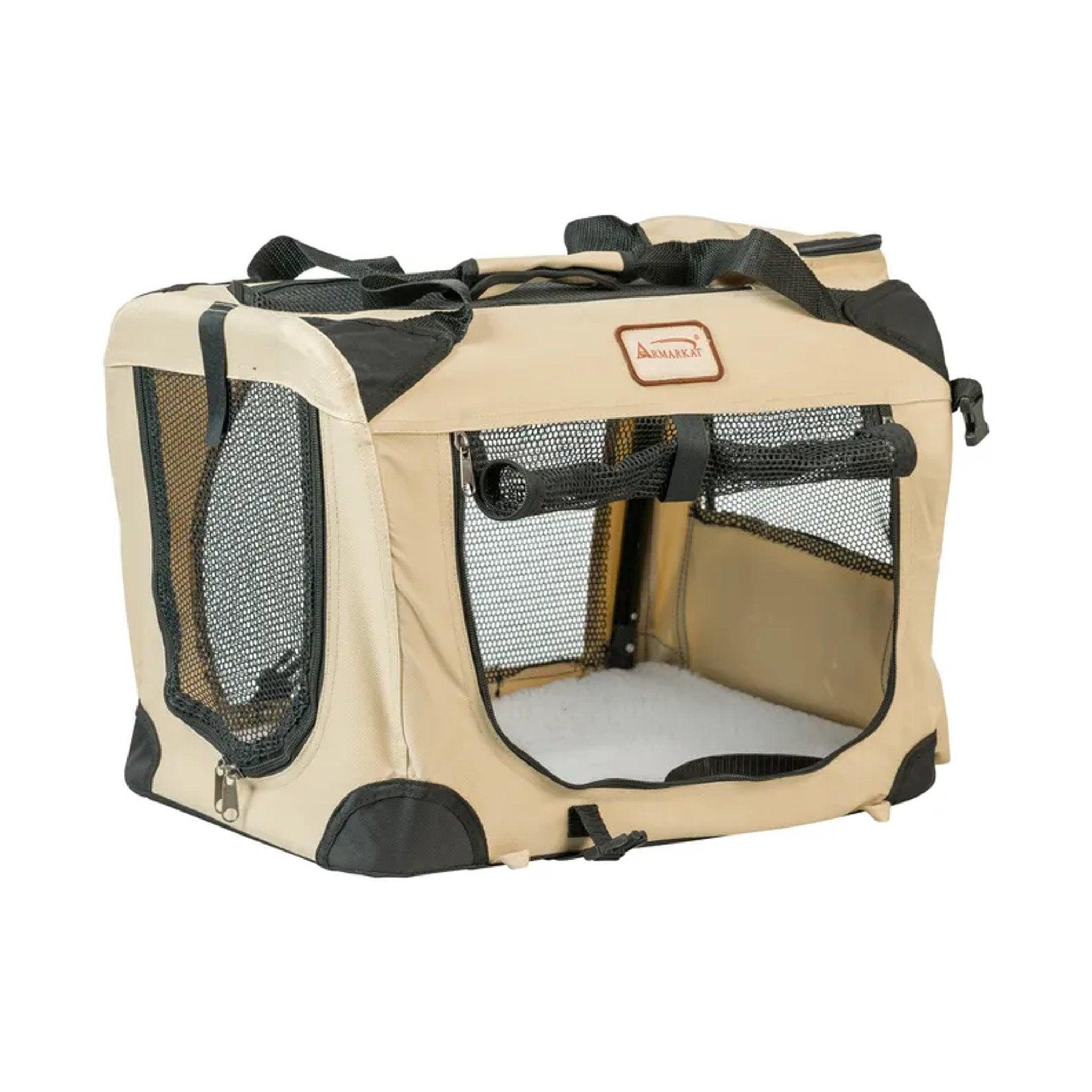 Transportadora Plegable Suave para Perros | Armarkat Beige | Ideal para Viajes, Hogar y Camping 🐕✈️
