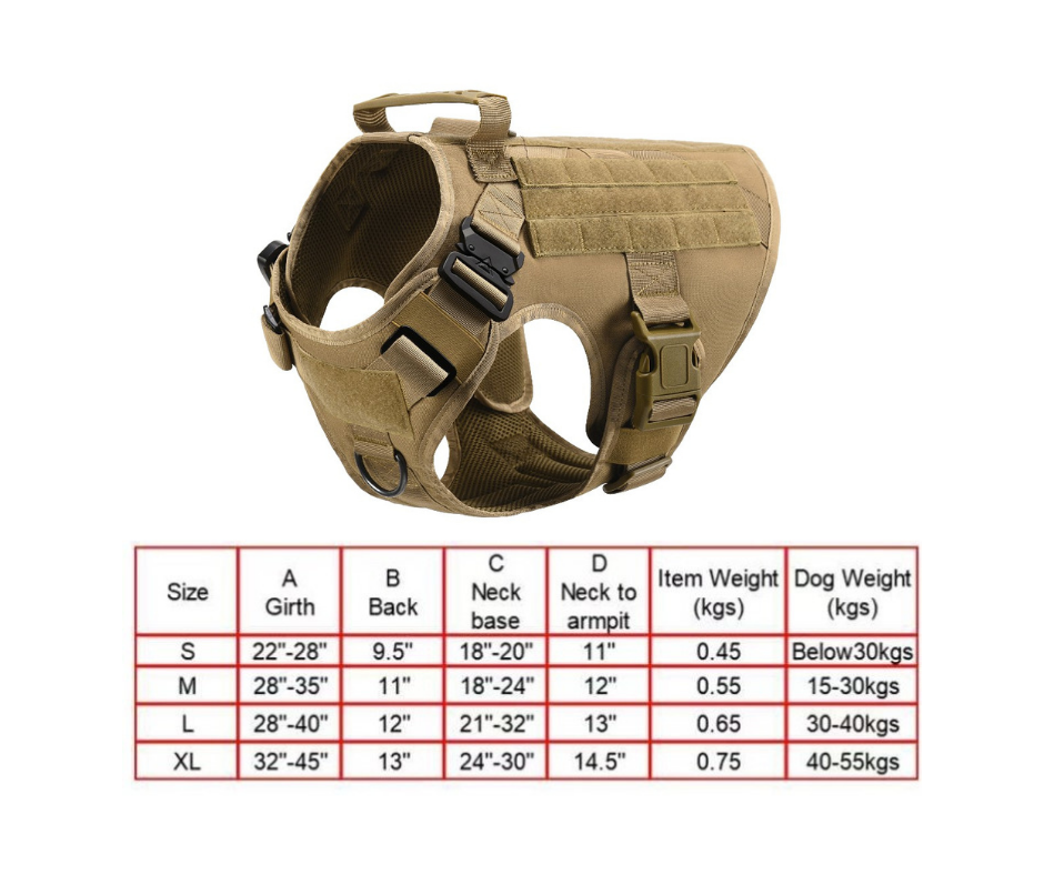 Military Tactical Dog Harness + Leash Set | Arnés Militar Antitirones para Perros Grandes y Entrenamiento