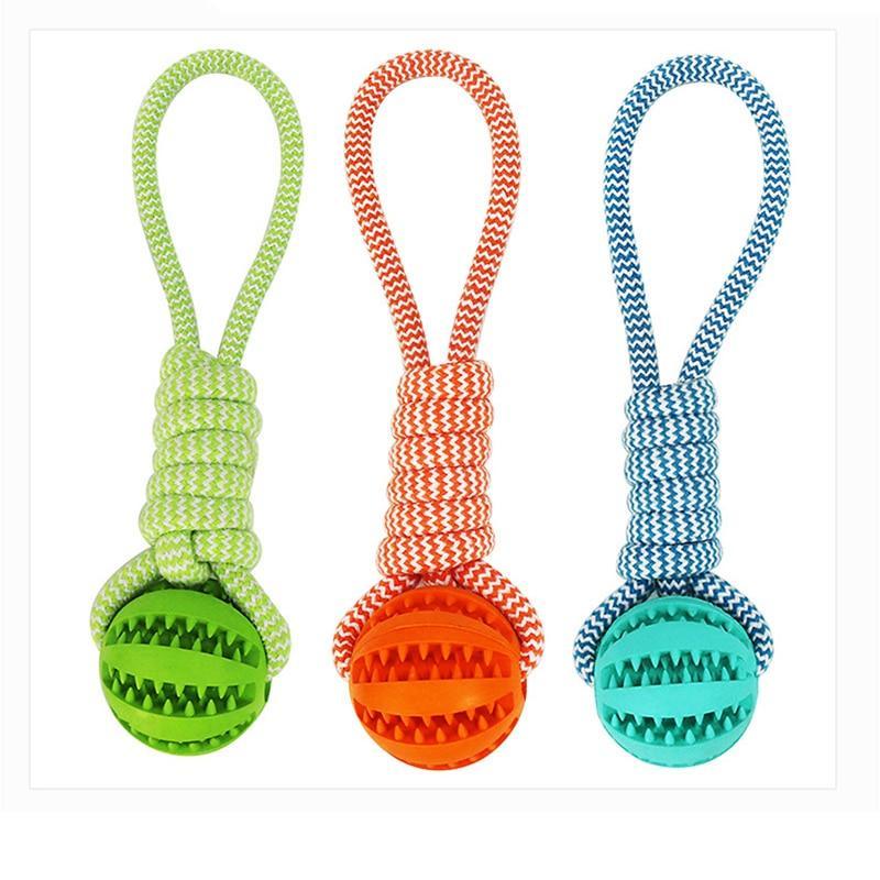 Juguete de Goma Resistente con Cuerda de Algodón | Pelota Mordedera Interactiva para Perros 🐶🦴