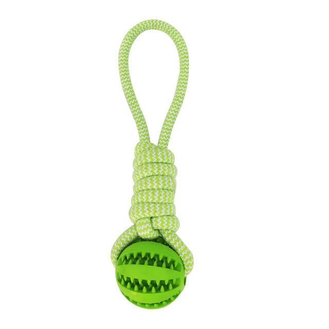 Juguete de Goma Resistente con Cuerda de Algodón | Pelota Mordedera Interactiva para Perros 🐶🦴