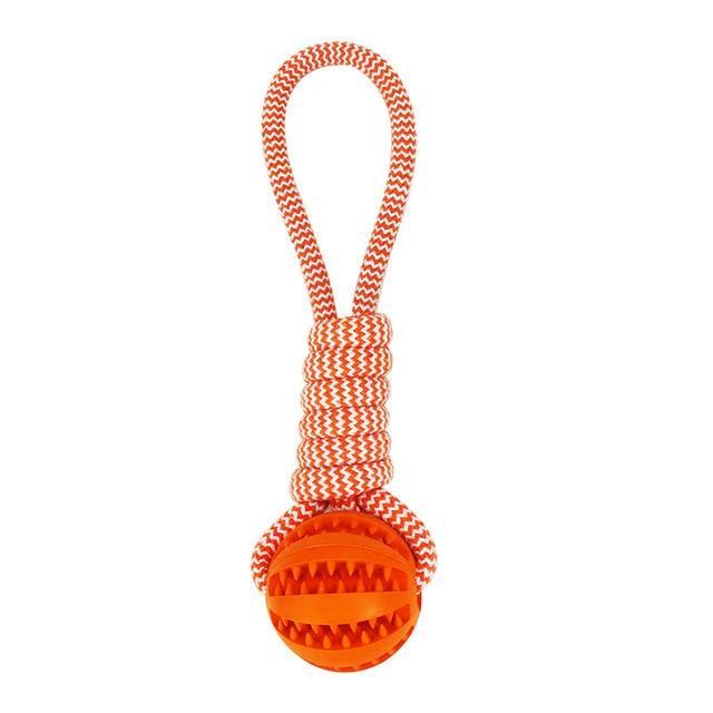 Juguete de Goma Resistente con Cuerda de Algodón | Pelota Mordedera Interactiva para Perros 🐶🦴