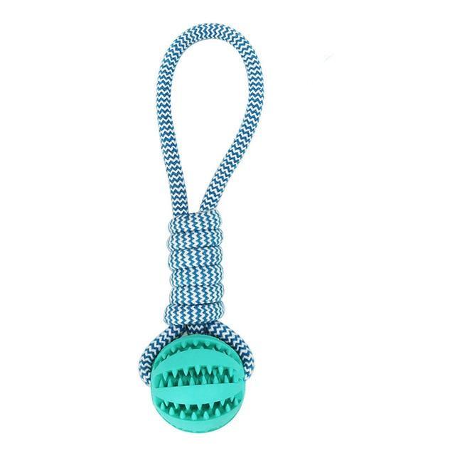 Juguete de Goma Resistente con Cuerda de Algodón | Pelota Mordedera Interactiva para Perros 🐶🦴